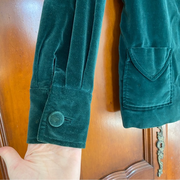 Vintage 60s 70s Joe Frank of Houston 100% Cotton Velvet Forest Green Shacket - Picture 7 of 10